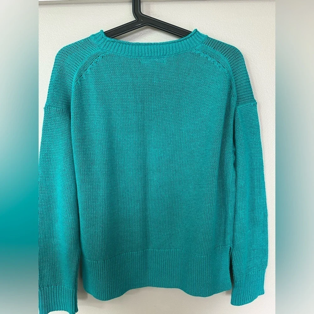 J.Crew Linen Blend Crewneck/Rollneck Sweater in Teal - Like New XS